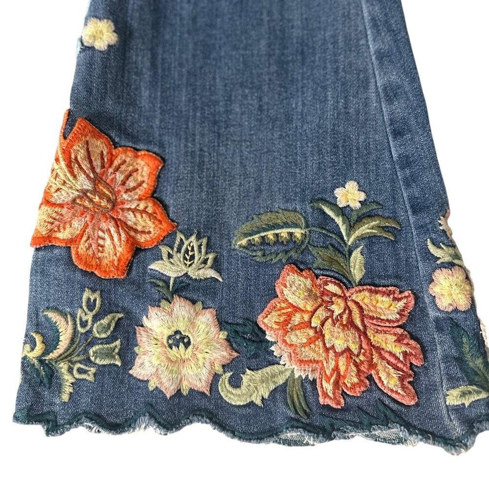 DRIFTWOOD Blue Flare Jeans with Floral Embroidery - Picture 4 of 12